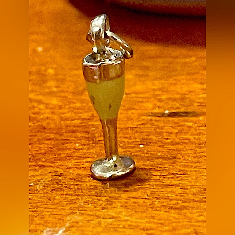 Tiny wine glass pendant freestanding three-quarter inch vintage silver